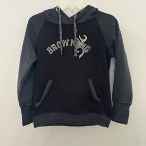 Browning Men's small Black gray Hoodie sweatshirt deer hunting outdoors